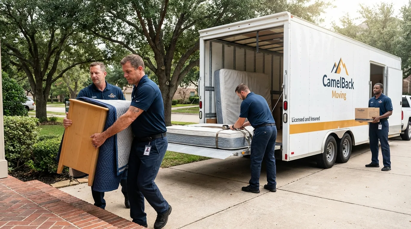 Crew loading residential truck for cross-state move from East Haddam, CT