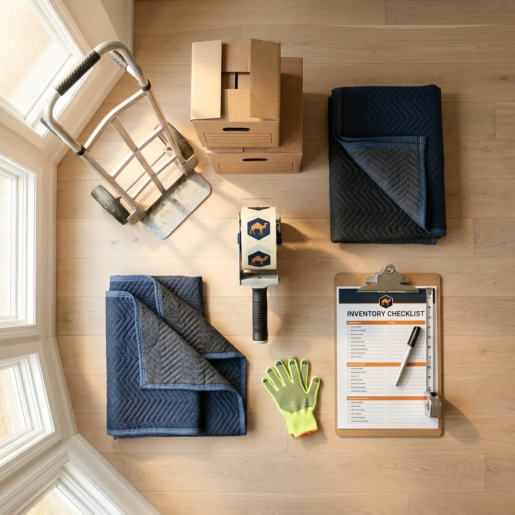 Professional moving supplies and packing materials layout for East Haddam residential relocations